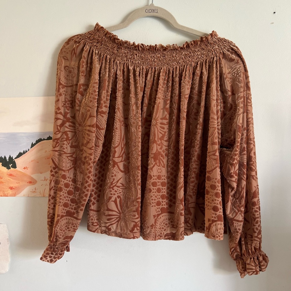 Free People velvet off the shoulder top